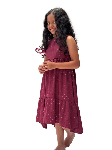 Cherry Red Girl Vestido Largo para Niña Rojo Cherry 100% Algodón