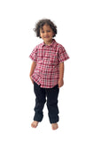 Camisa Tartan Boy | Camisa de Niño en Algodón 100% con Cuadros Tartán Rojo y Blanco