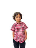 Camisa Tartan Boy | Camisa de Niño en Algodón 100% con Cuadros Tartán Rojo y Blanco